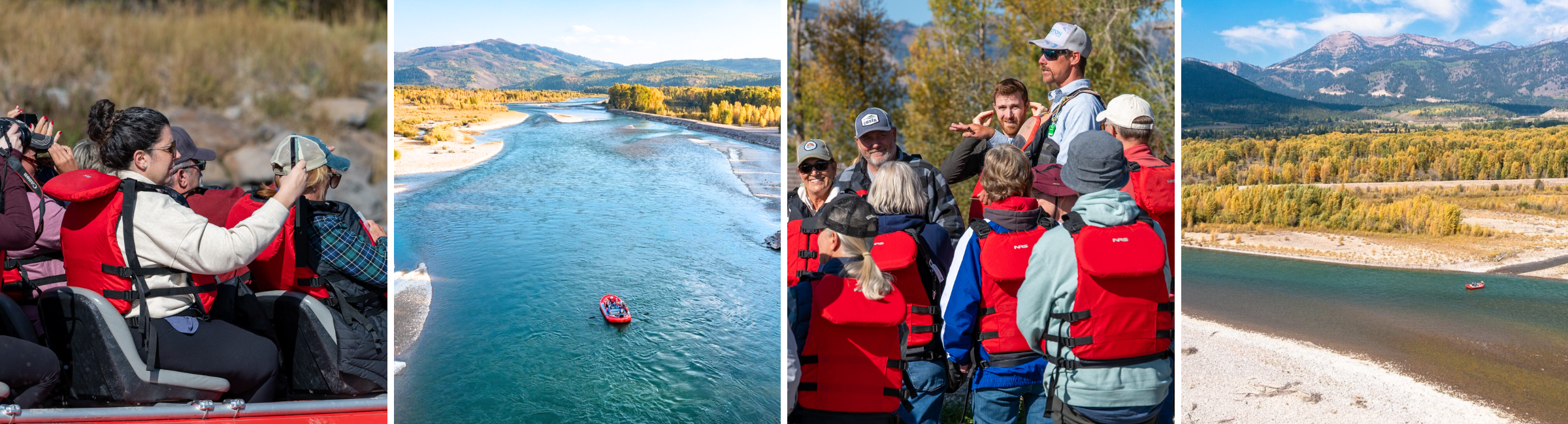 collage of varies views on snake river float tours.